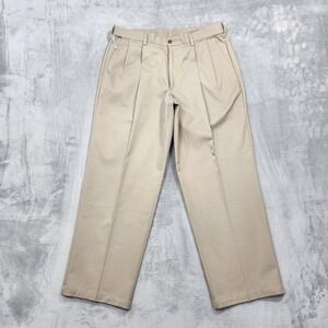 NEW Covington Pants Mens 36x30 Beige Comfort Fit Pleated Wrinkle Free Khakis